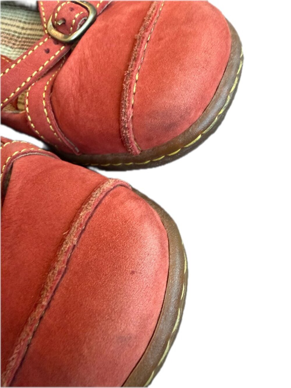 Born Rust Red Mary Jane Double Buckle Strap Flats Cushioned Size 7 Women's - Picture 6 of 11